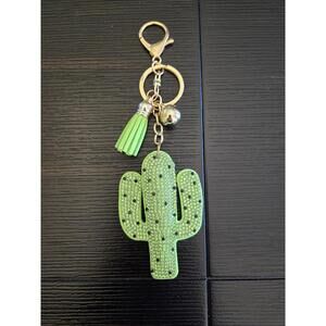 Cactus Puffy Tassel Keychain a Purse Charm